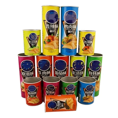 Benutzerdefinierte Papierröhre Lebensmittelverpackung Aluminiumfolie Inline-Kartoffelchip-Snackbehälter