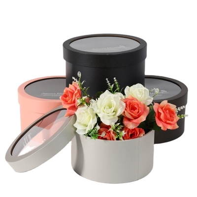 Flower Tube Box Packaging Round Top Window Zylinder Elegante Geschenkbox